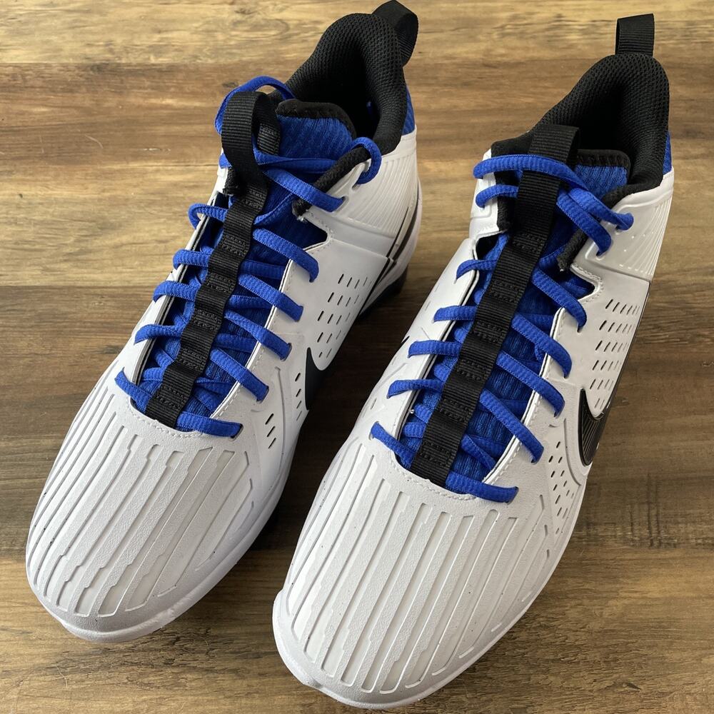 Nike Men’s 10 Alpha Menace Strong Football Cleats White/Hyper Royal II5139-101